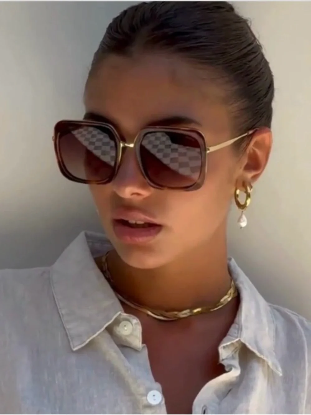 NEW FREYRS Lulu Tortoiseshell Square Sunglasses - Brown